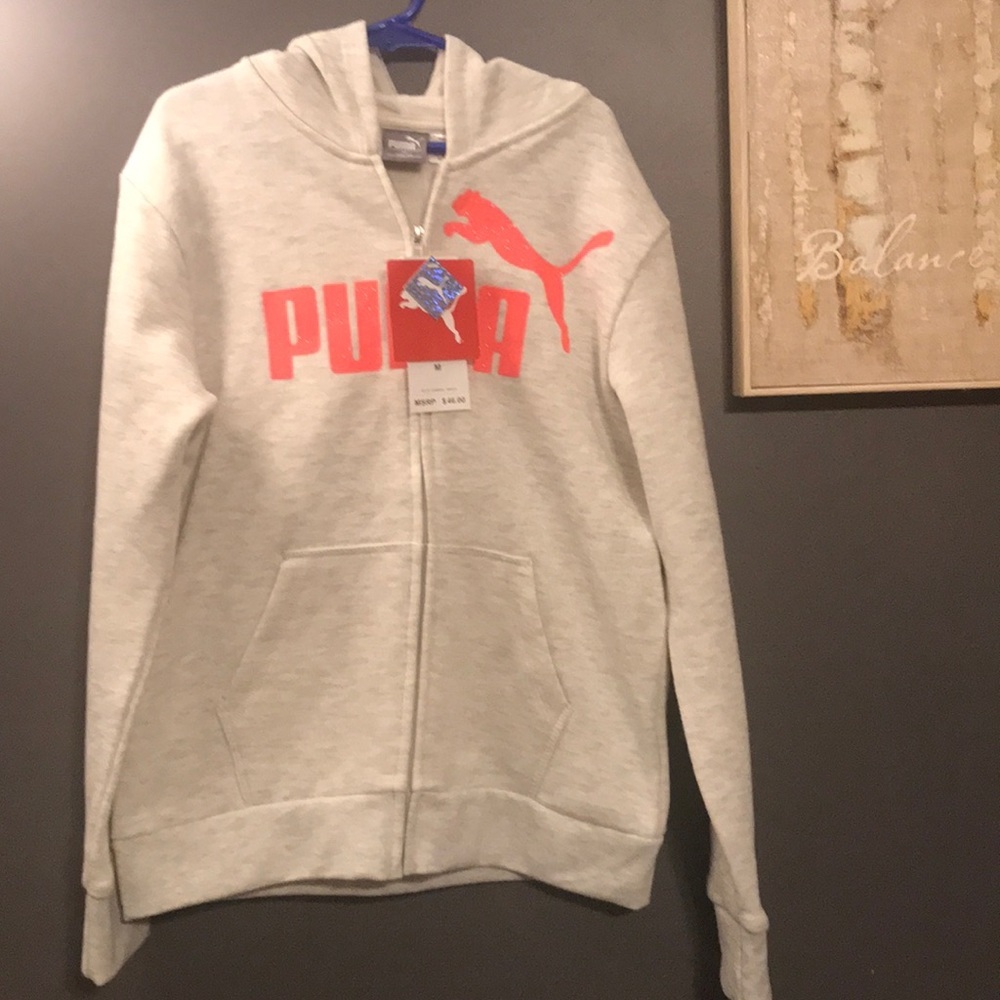 🗣FINAL SALE 👀 NWT Girls Puma Hooded Sweater - Picture 2 of 5